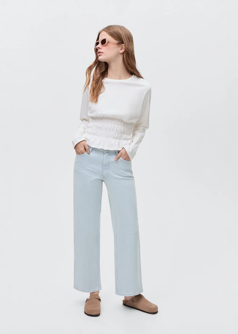 Striped culotte jeans