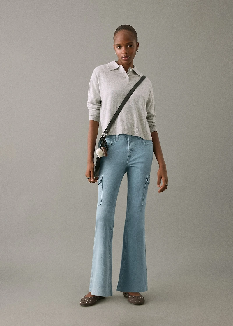 Cropped flared cargo jeans