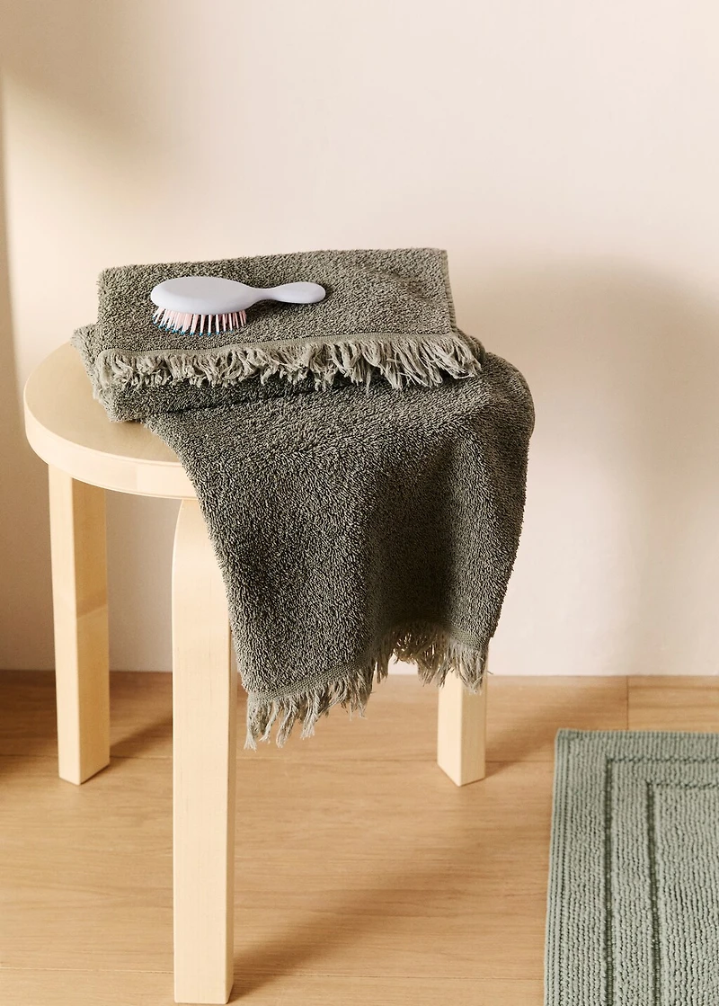 Organic cotton children's washbasin towel with fringes