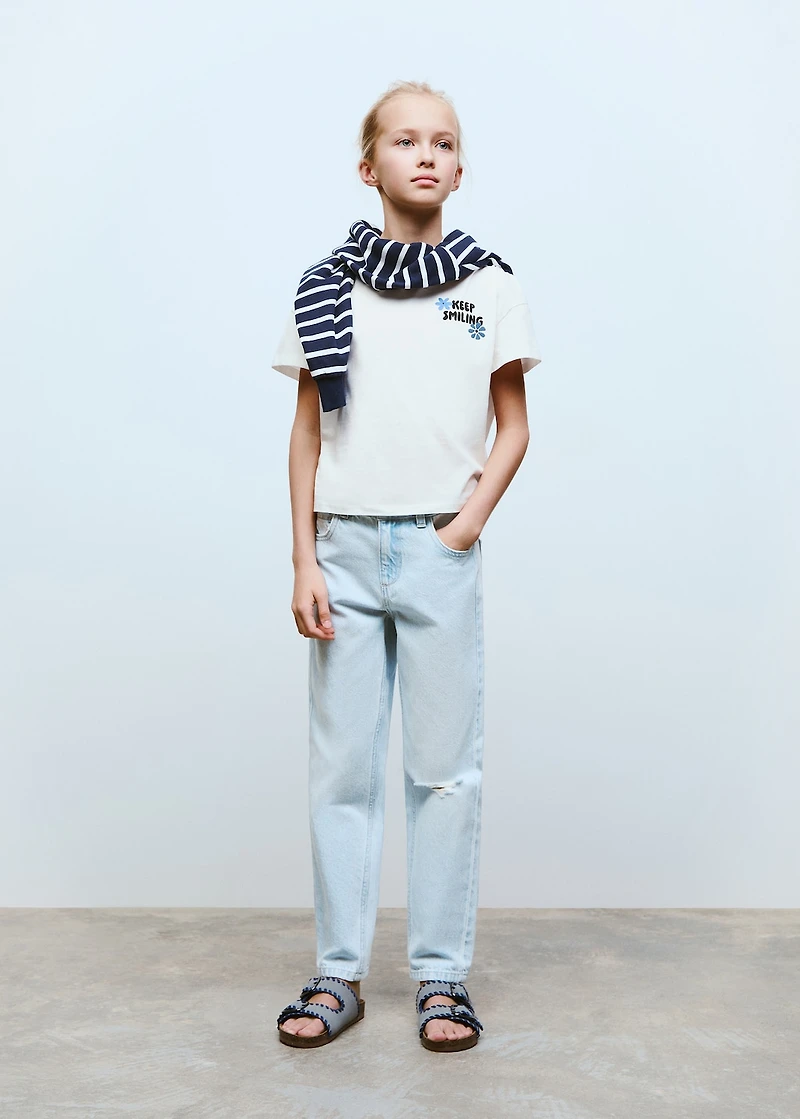 Cotton t-shirt with printed message