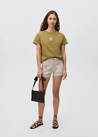 Embroidered cotton message t-shirt