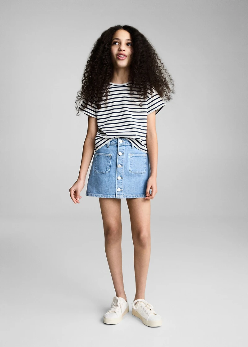 Cut-out t-shirt with striped shoulders
