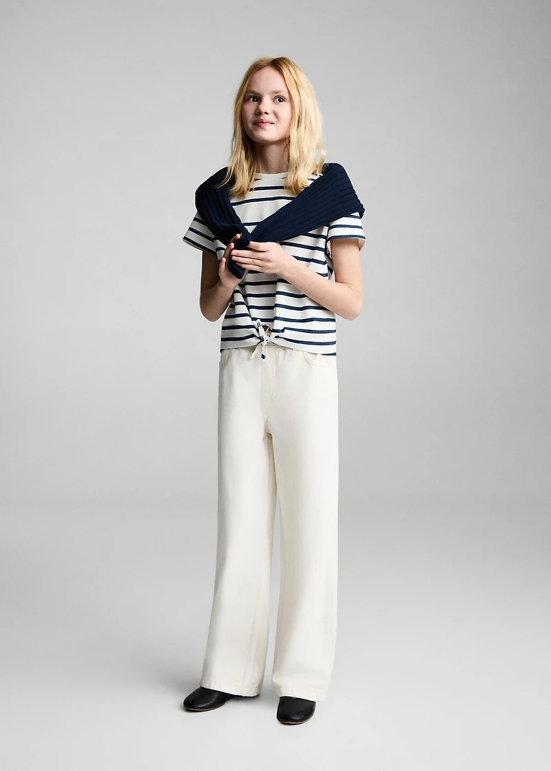 Snoopy striped t-shirt with knot detail