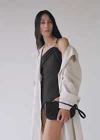 Raffia shoulder bag with flap