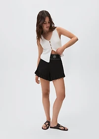 Beaded embroidered shorts