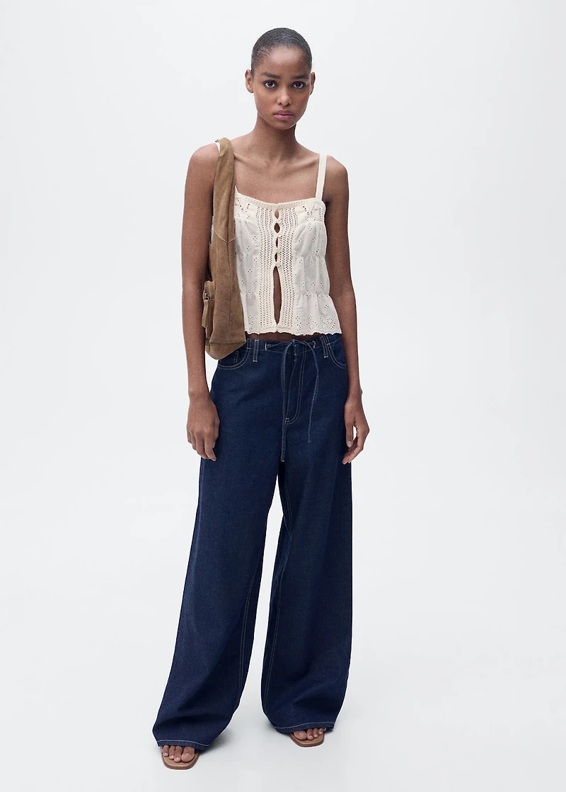 Combined top with lace details