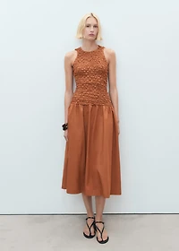 Combined open-back textured dress