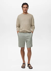 100% linen bermuda shorts with pleats