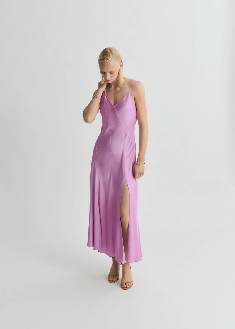 Asymmetrical satin dress