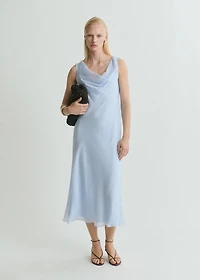Midi-dress with draped neckline