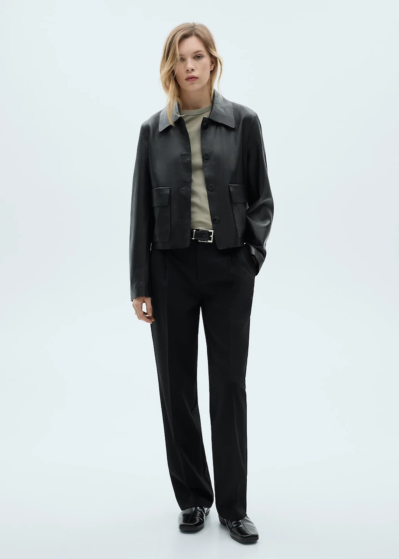 Straight-fit pleated pants