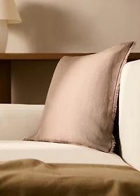 Linen cushion cover with fringes 50x50 cm