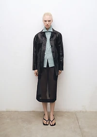 Short-sleeved striped cotton shirt