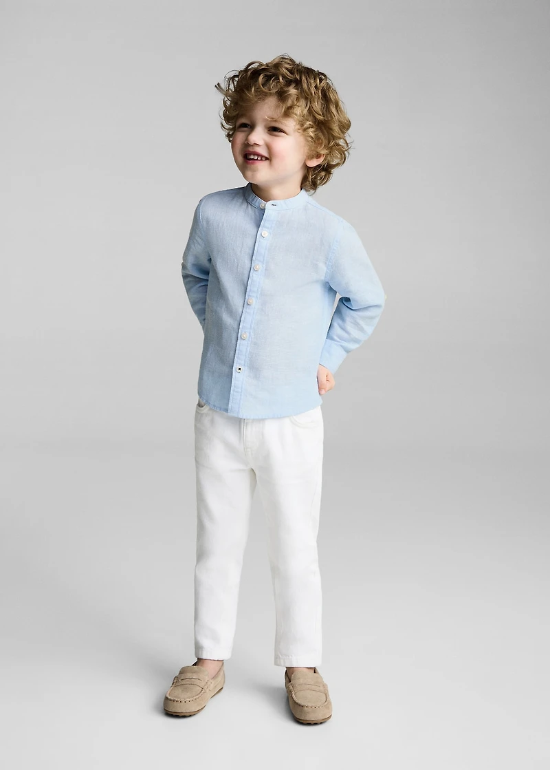 Mao collar linen shirt