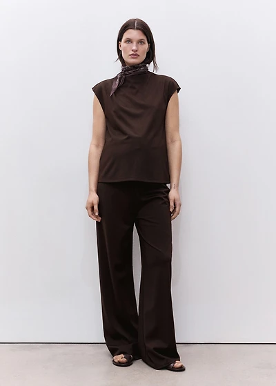 Maternity top with draped neck