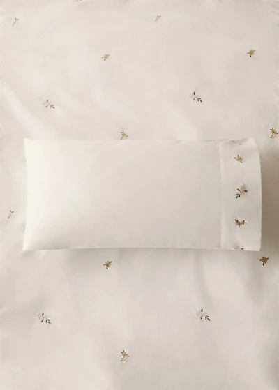 Cotton percale embroidered-flower children's pillowcase 30x50 cm