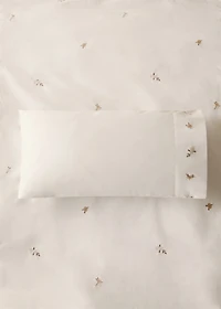 Cotton percale embroidered-flower children's pillowcase 30x50 cm