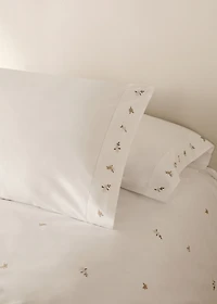 Cotton percale embroidered-flower children's pillowcase 50x75 cm