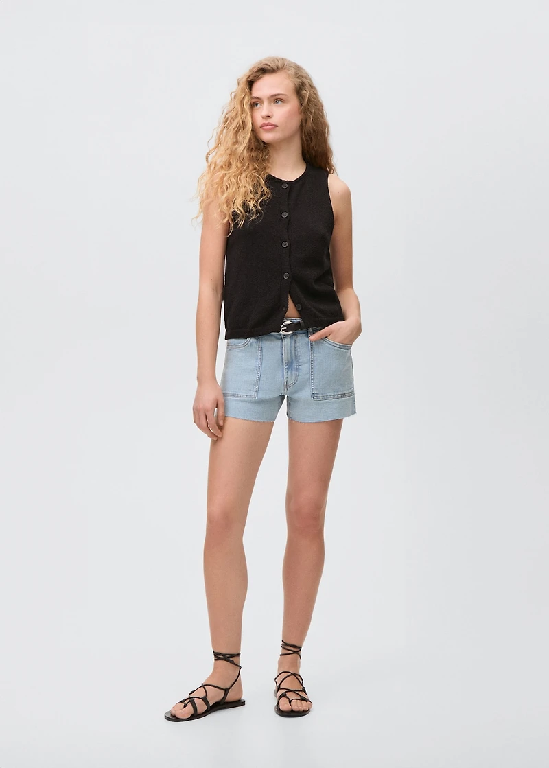 Frayed low-waist shorts