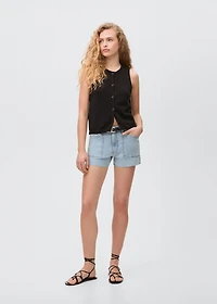 Frayed low-waist shorts