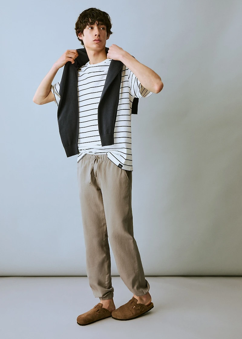 Cotton-linen jogger pants