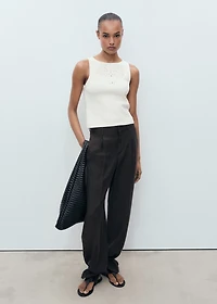 Embroidered top with lace accents