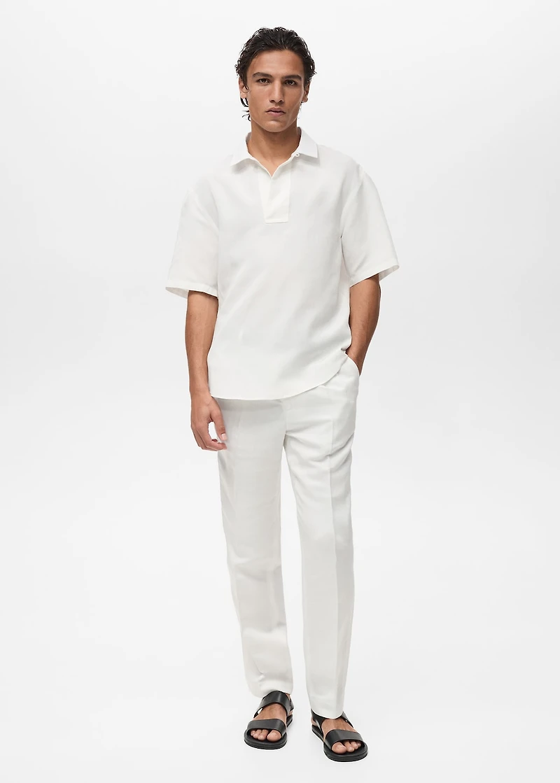 Lyocell linen regular-fit polo shirt