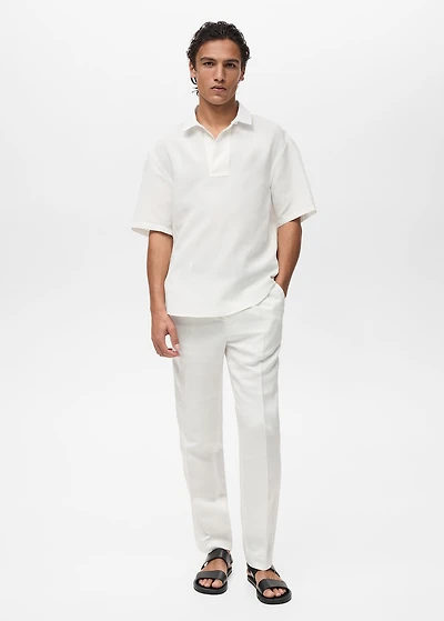 Lyocell linen regular-fit polo shirt