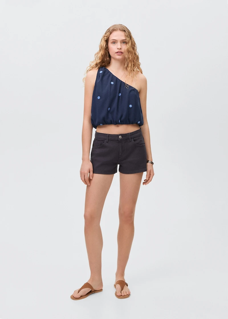 Asymmetrical top with embroidered panel