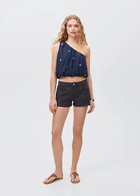 Asymmetrical top with embroidered panel