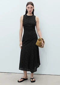 Midi dress with eyelet embroidery motifs