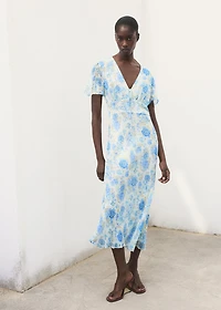 Short-sleeved floral midi dress