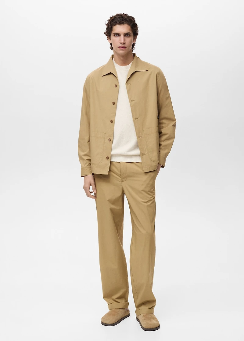 100% straight-fit cotton pants