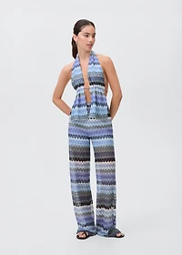 Zig-zag knitted top with lace pattern