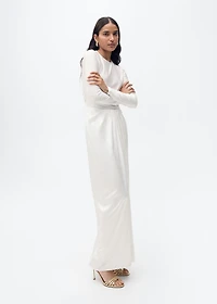 Combined-fabric long dress
