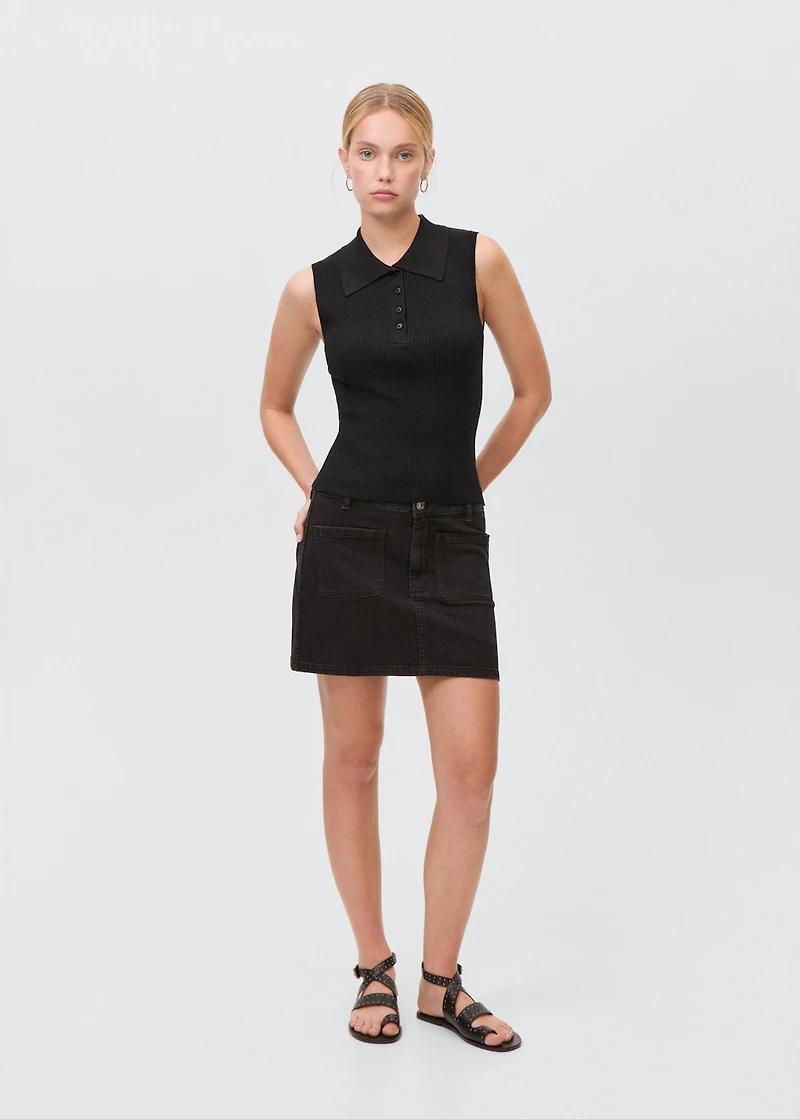 Polo-neck knitted top