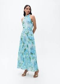 Floral-print pleated dress