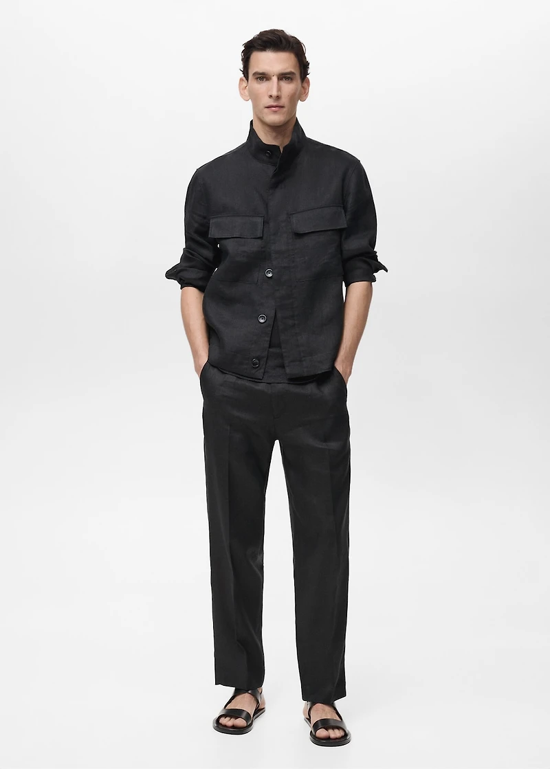 100% linen turtleneck jacket