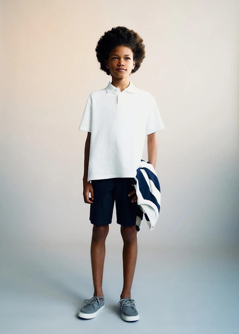 Ribbed cotton polo shirt