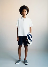 Ribbed cotton polo shirt