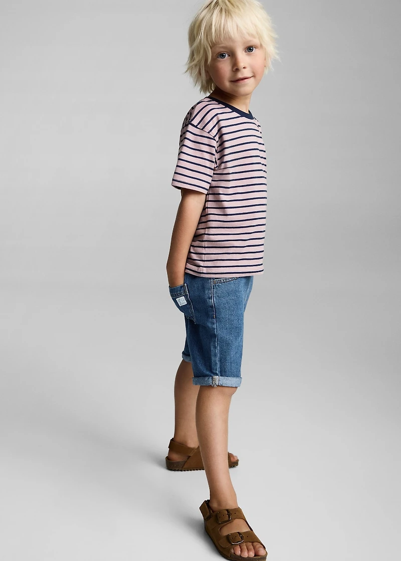 Drawstring denim Bermuda shorts