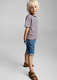 Drawstring denim Bermuda shorts