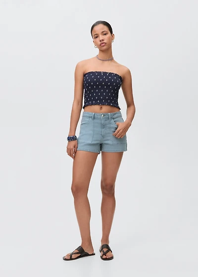 Straight-fit denim shorts