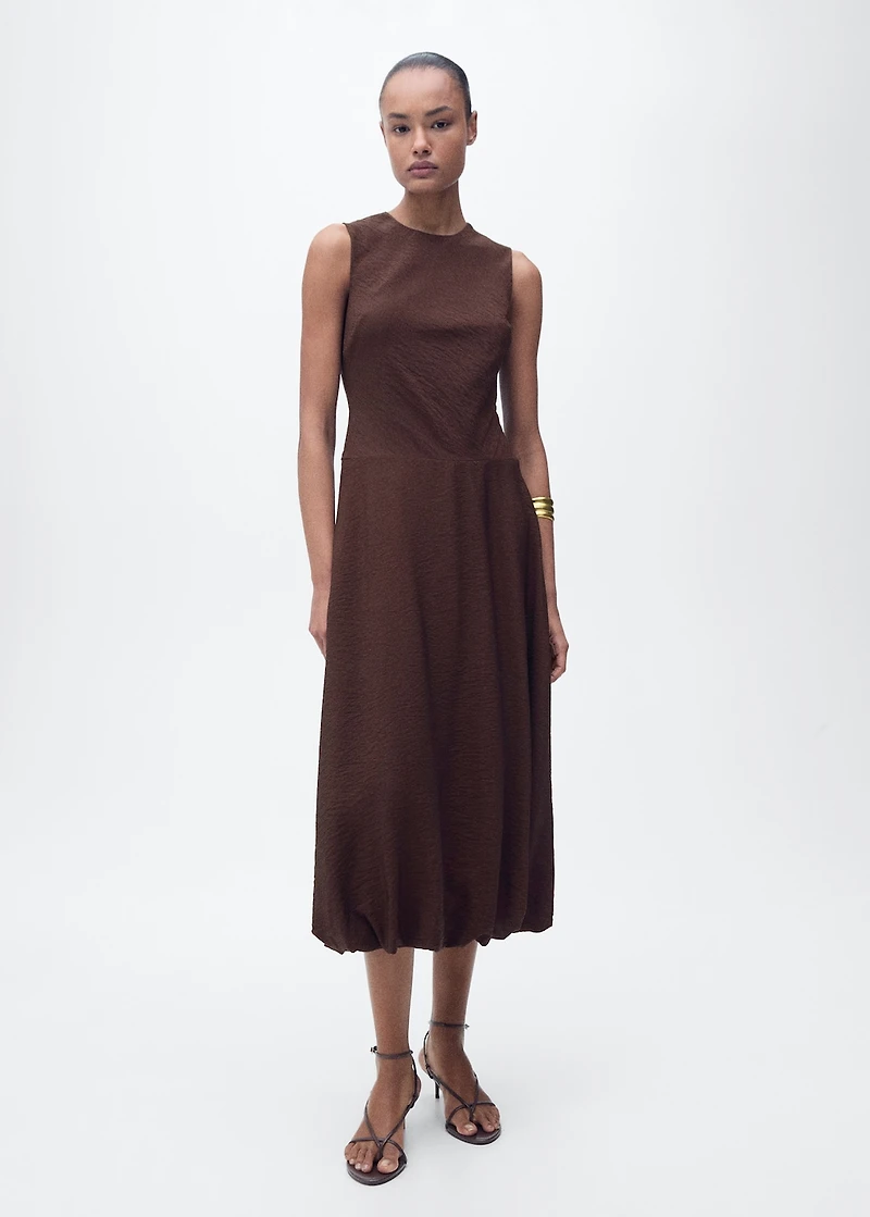 Midi-dress with puffed hem