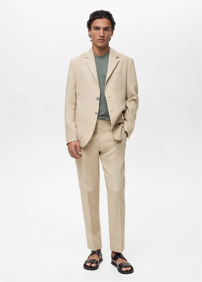 100% linen blazer with patch pockets