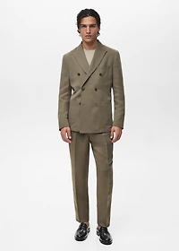 Slim-fit linen-blend double-breasted blazer
