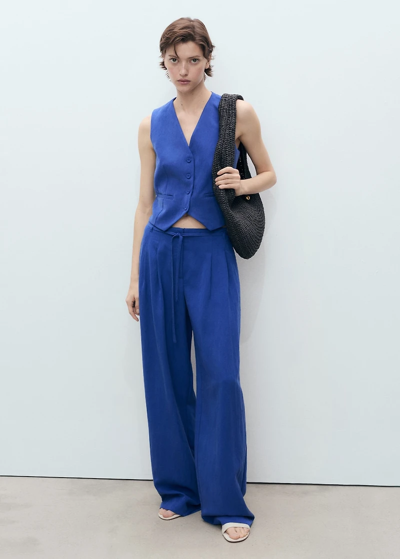 Lyocell suit pants with bow belt