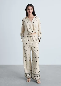 Embroidered straight-fit pants