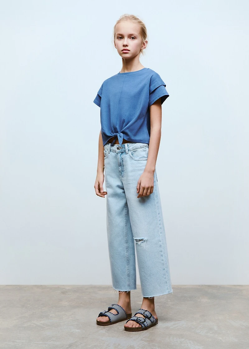 Cotton t-shirt with knot detail