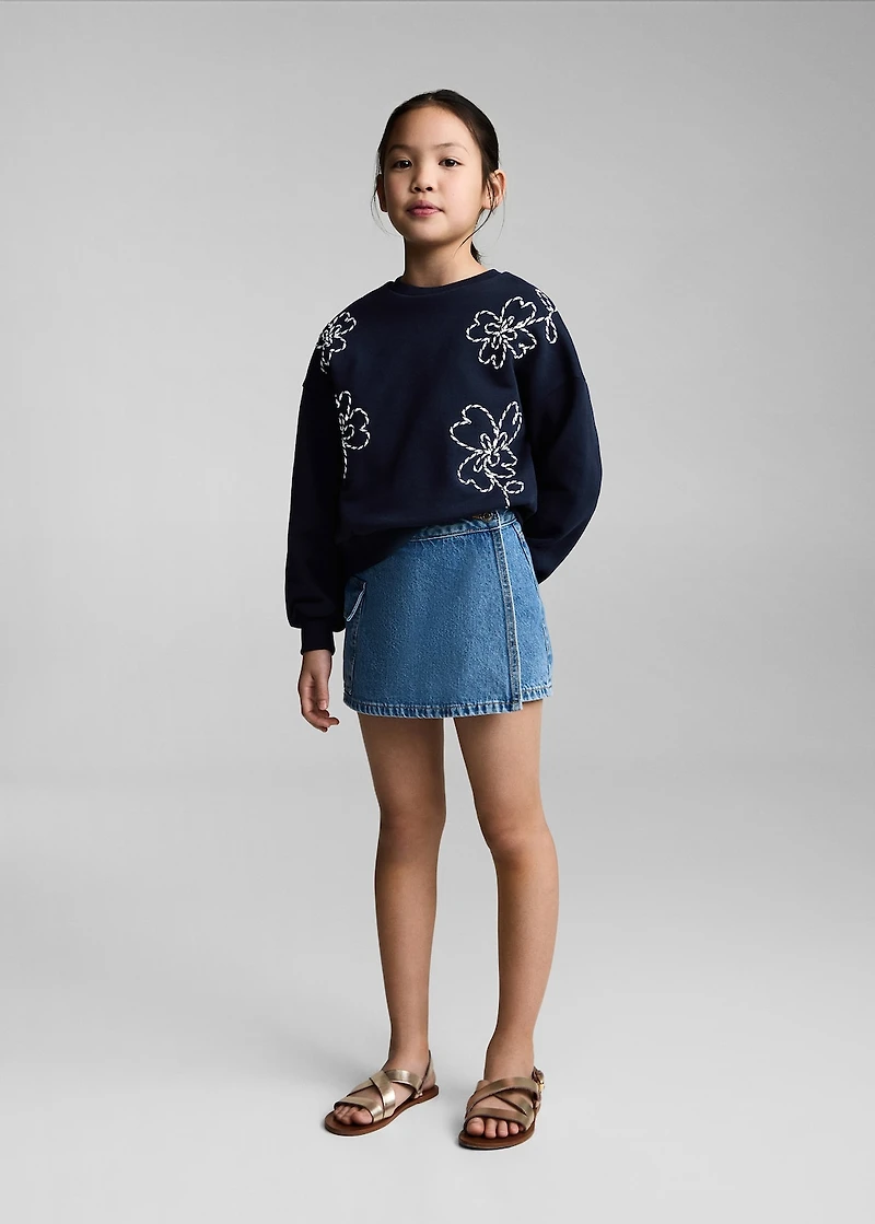 Embroidered floral cotton sweatshirt